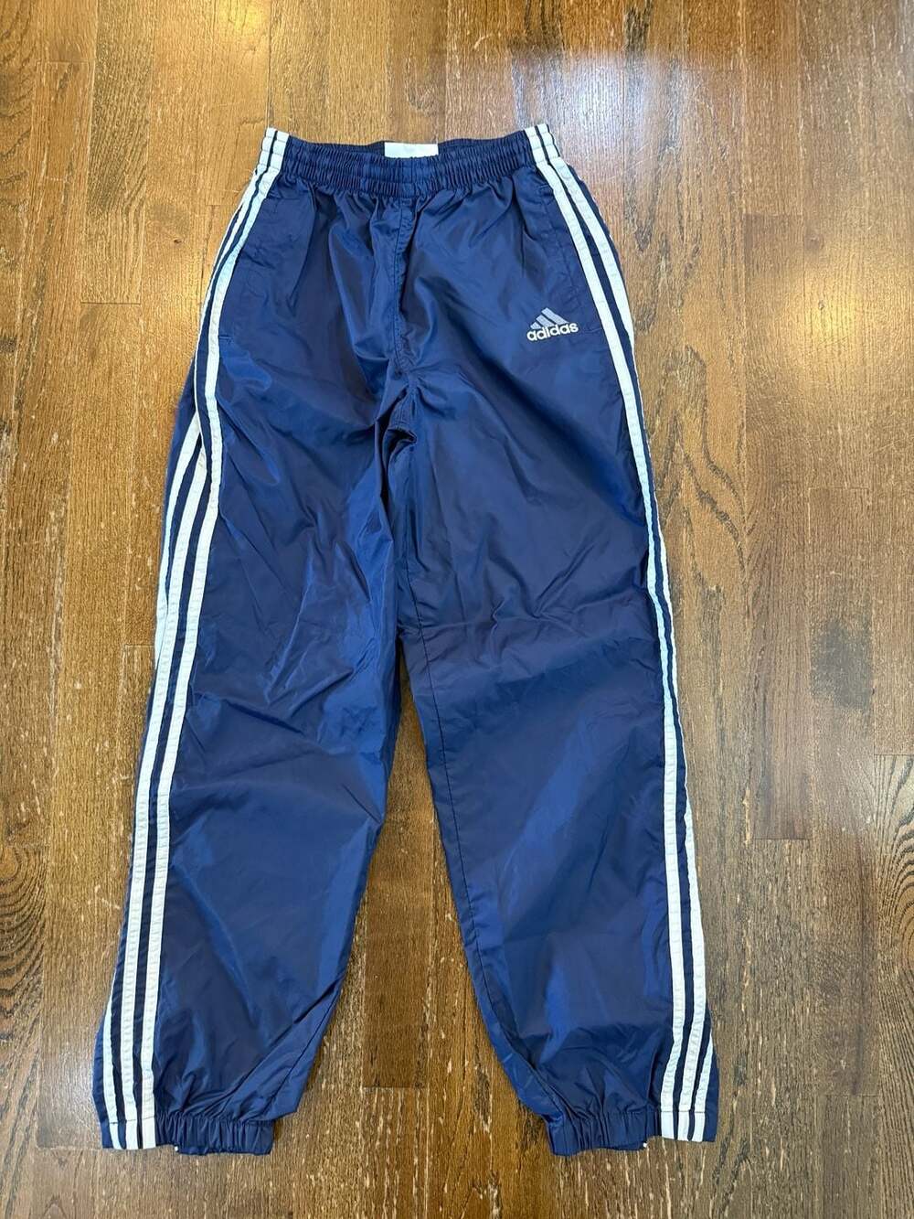 Adidas Navy Blue 3-Stripe Windbreaker Track Pants Size Youth L